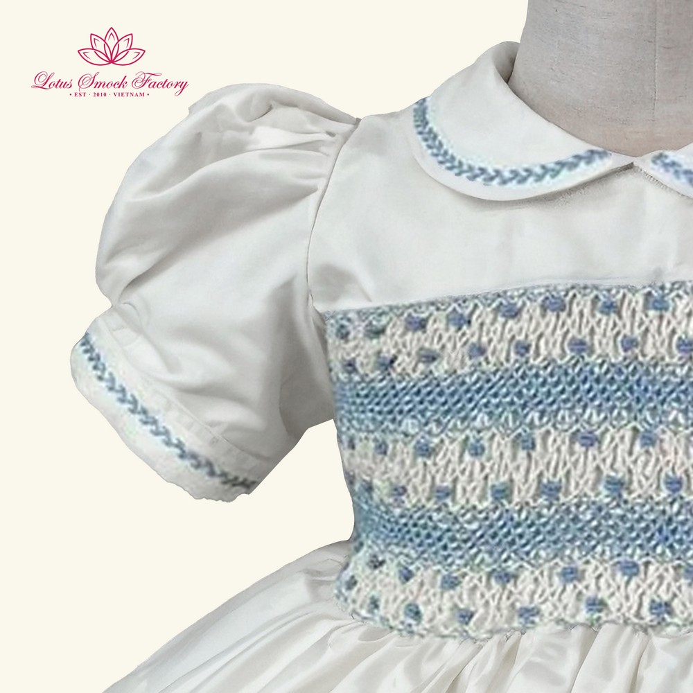 Royal White Smocked Dress Wholesale Smocked Clothing