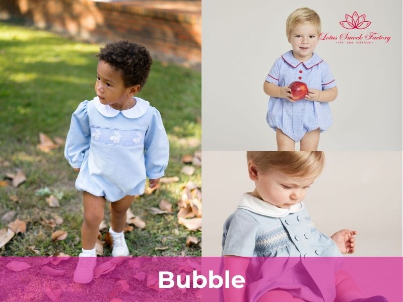 Smocked bubble rompers for boys