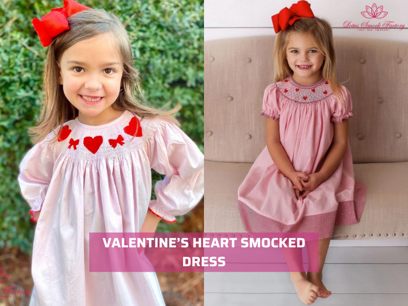 Valentine’s heart smocked dress