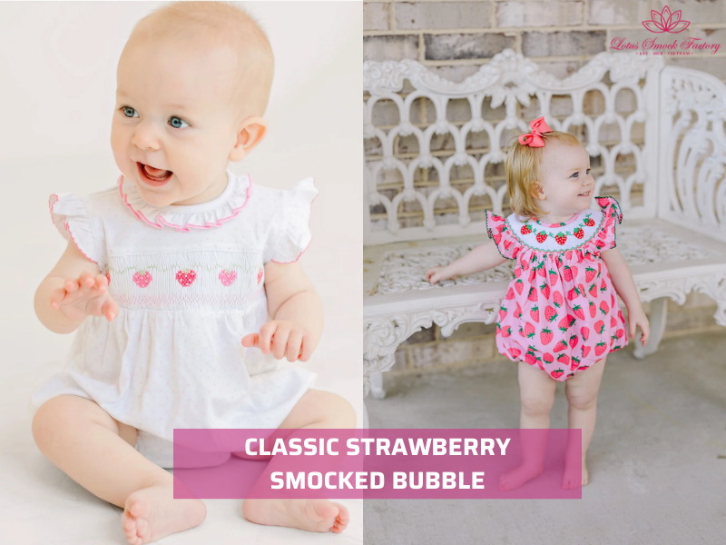strawberry smocked bubble