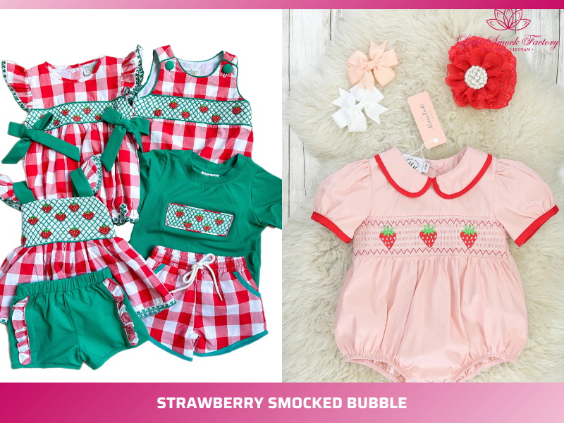 strawberry smocked bubble