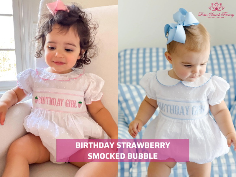 strawberry smocked bubble