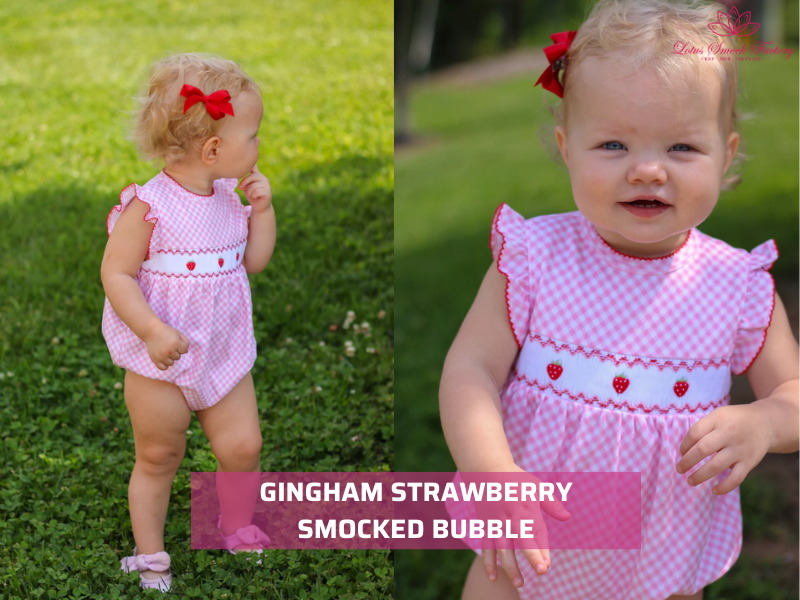 strawberry smocked bubble