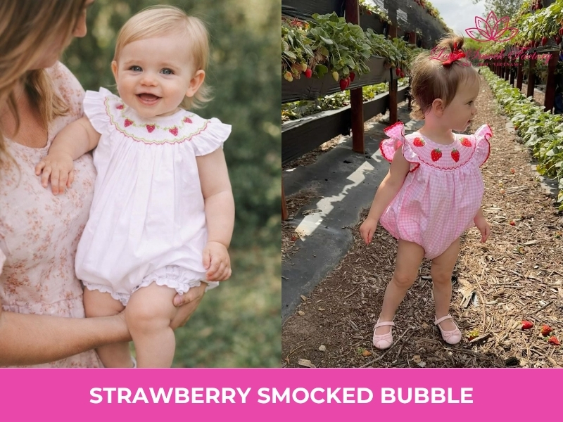 strawberry smocked bubble