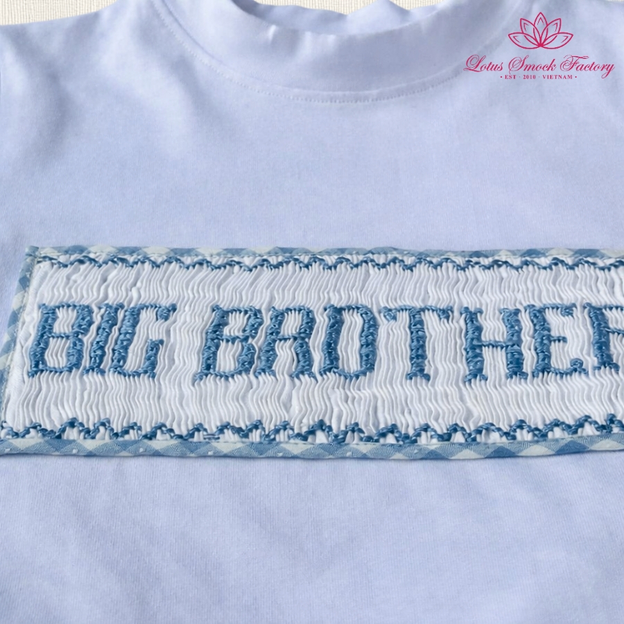 Blue Gingham Smocked Boy Set Wholesale Smocked Clothing