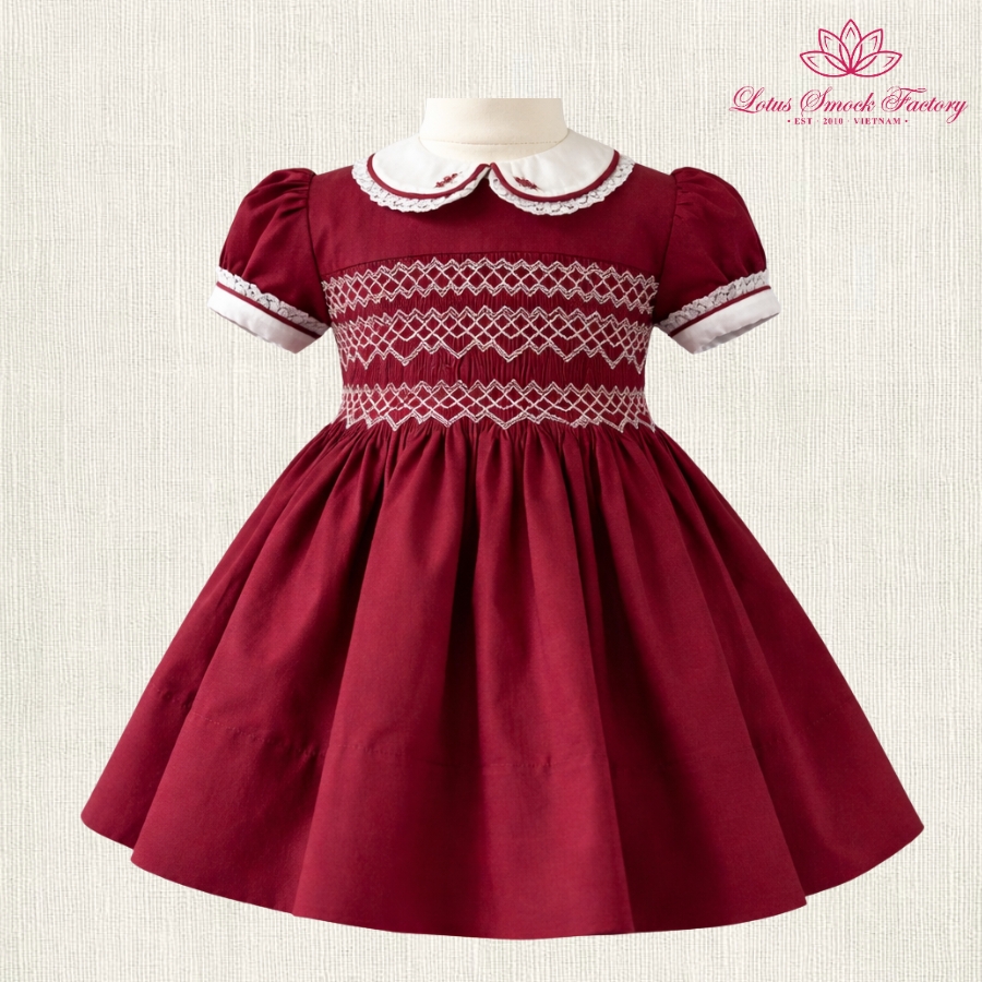 Burgundy Heritage Sibling Set Wholesale Smocked Clothing
