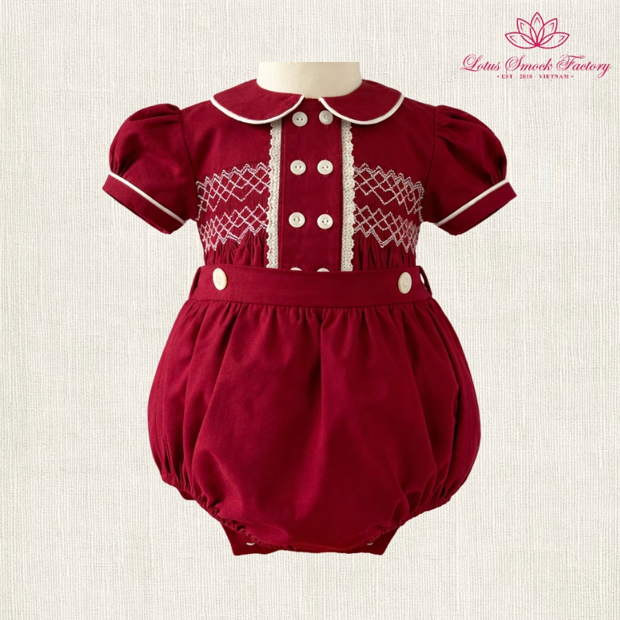 Burgundy Heritage Sibling Set Wholesale Smocked Clothing