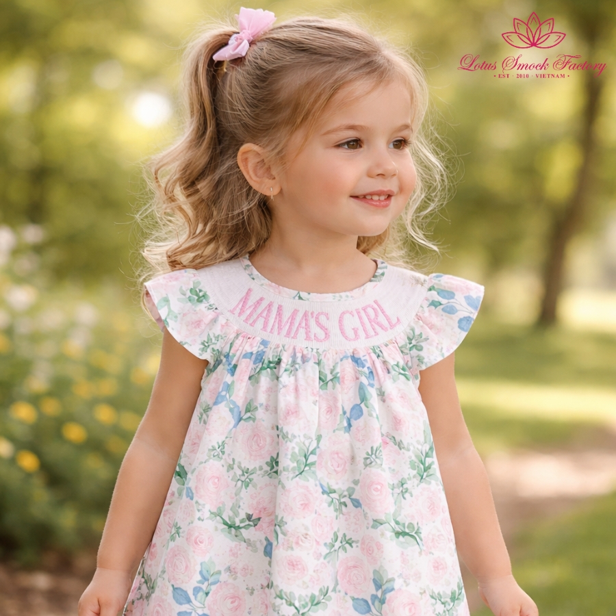 Floral Mama's Girl Smocked Bishop Dress Wholesale Smocked Clothing