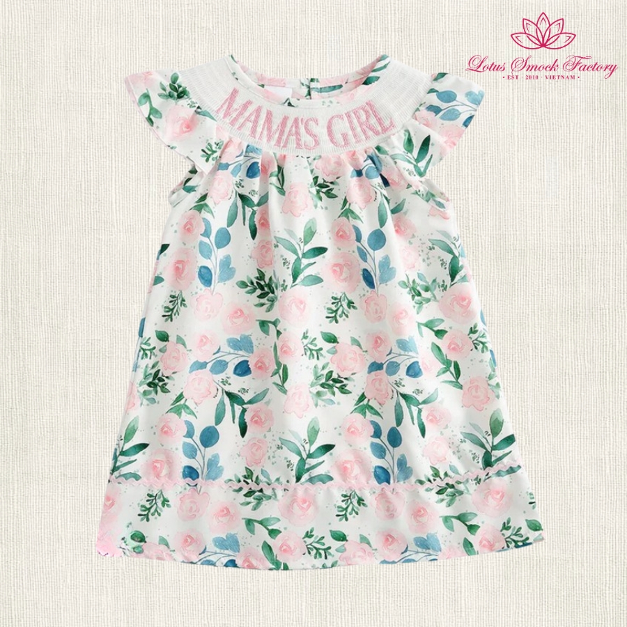 Floral Mama's Girl Smocked Bishop Dress Wholesale Smocked Clothing