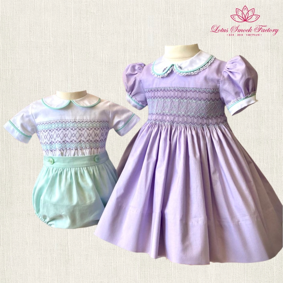 Lavender Mint Sibling Set Wholesale Smocked Clothing