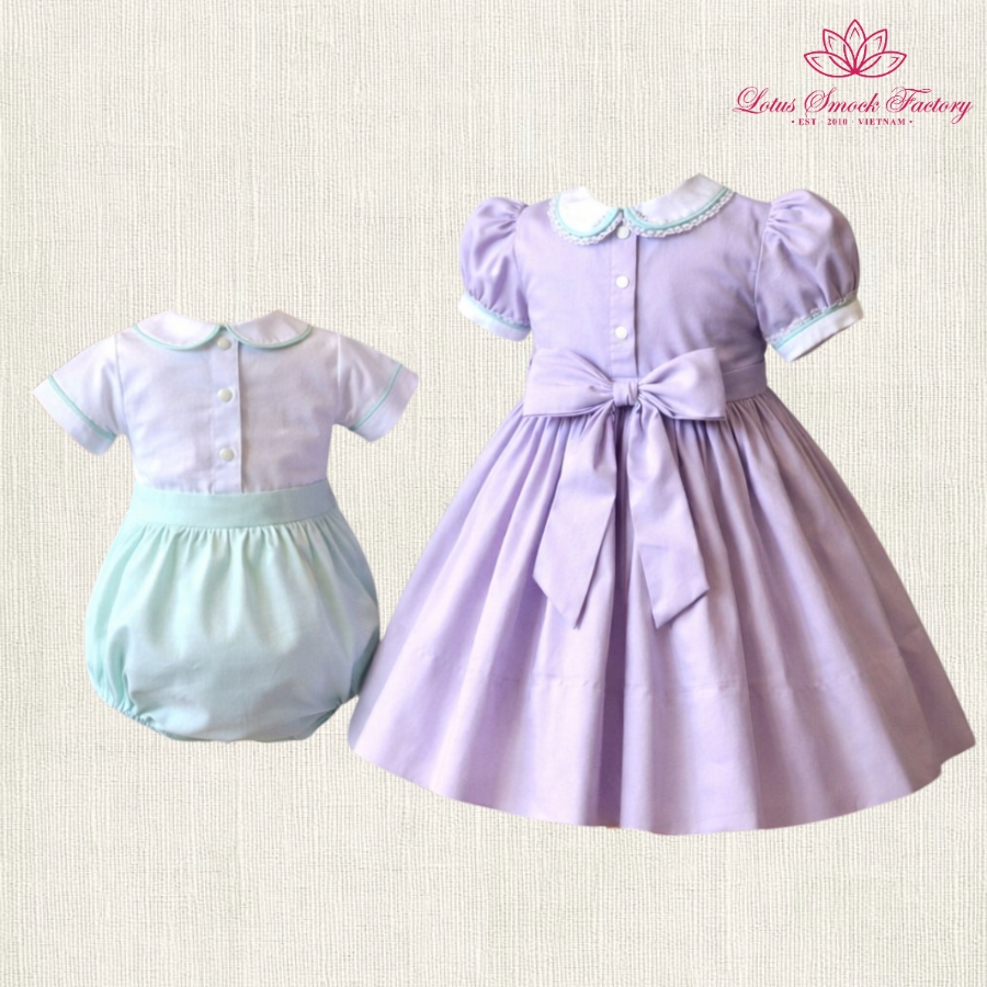 Lavender Mint Sibling Set Wholesale Smocked Clothing