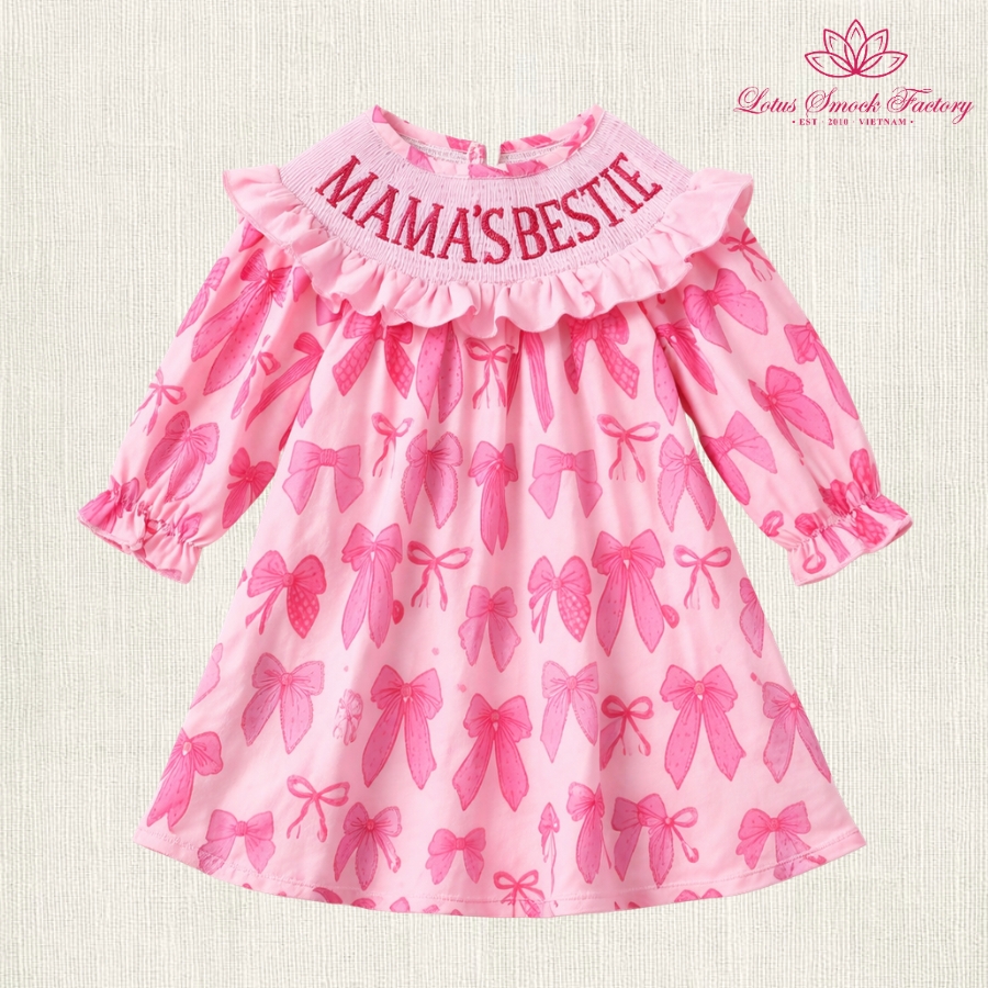 Mama's Bestie Smocked Bishop Dress Wholesale Smocked Clothing