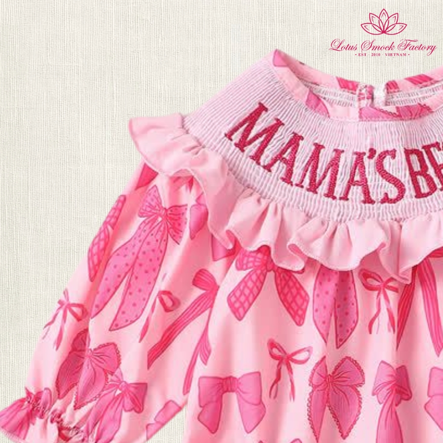 Mama's Bestie Smocked Bishop Dress Wholesale Smocked Clothing