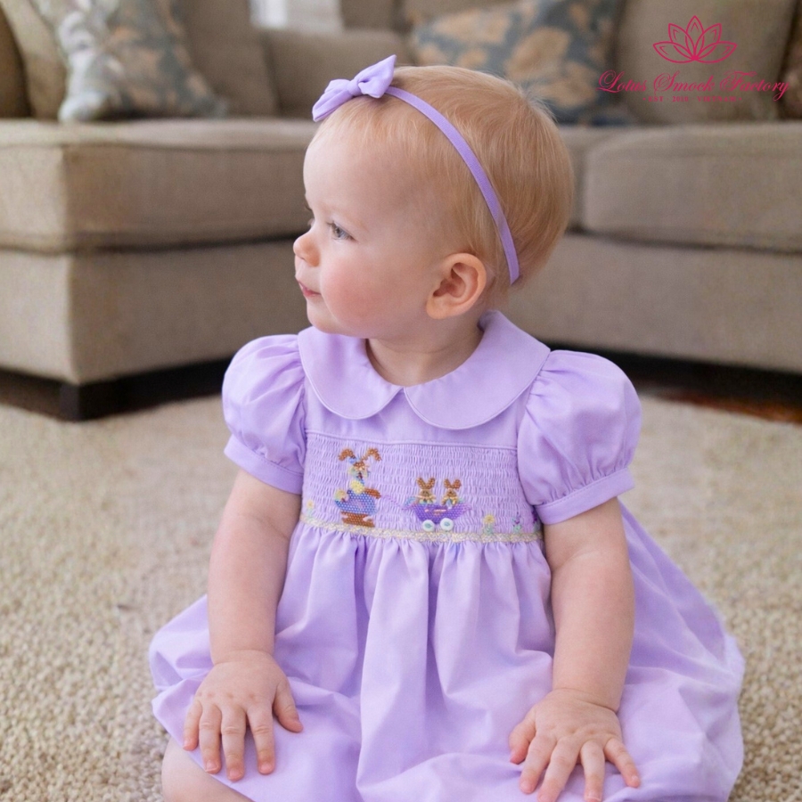 Purple Bunny Easter Smocked Dress Wholesale Smocked Clothing