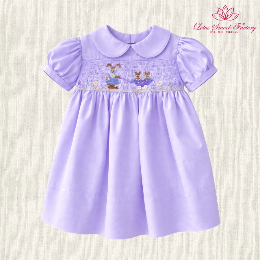 Purple Bunny Easter Smocked Dress Wholesale Smocked Clothing