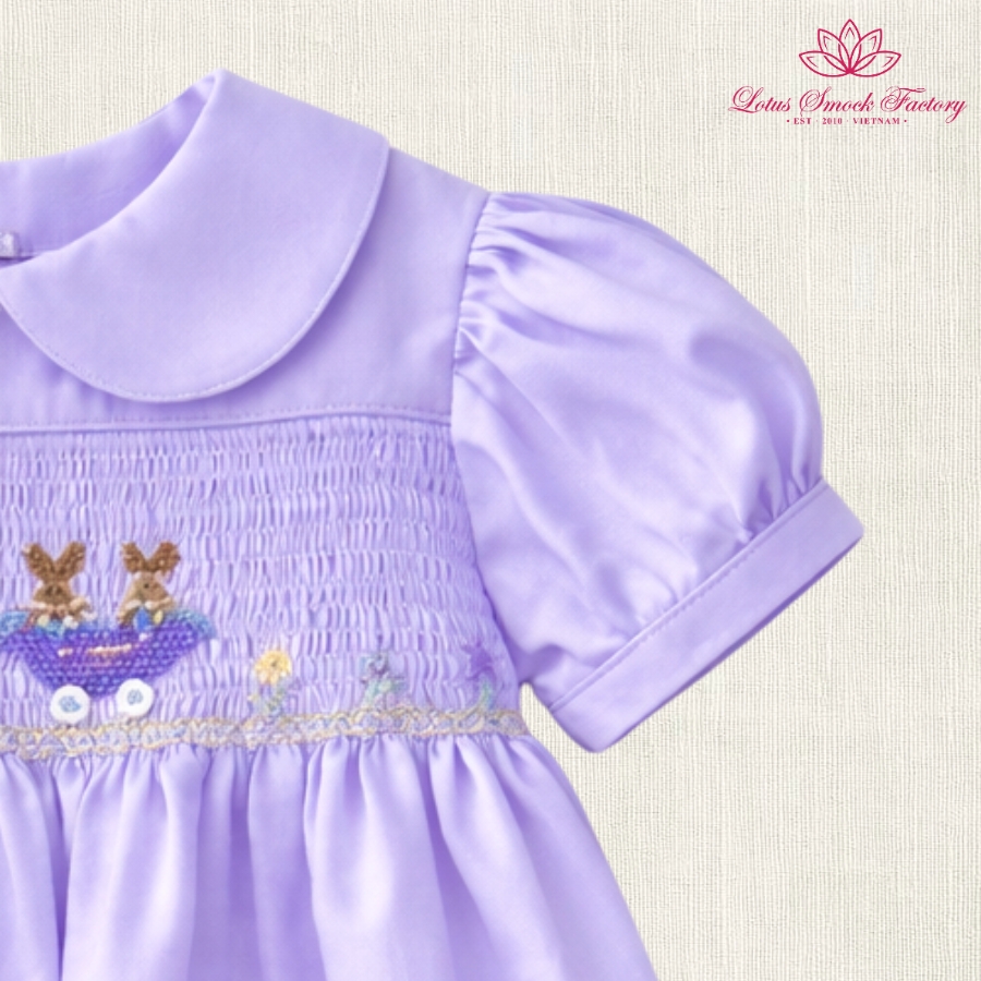 Purple Bunny Easter Smocked Dress Wholesale Smocked Clothing