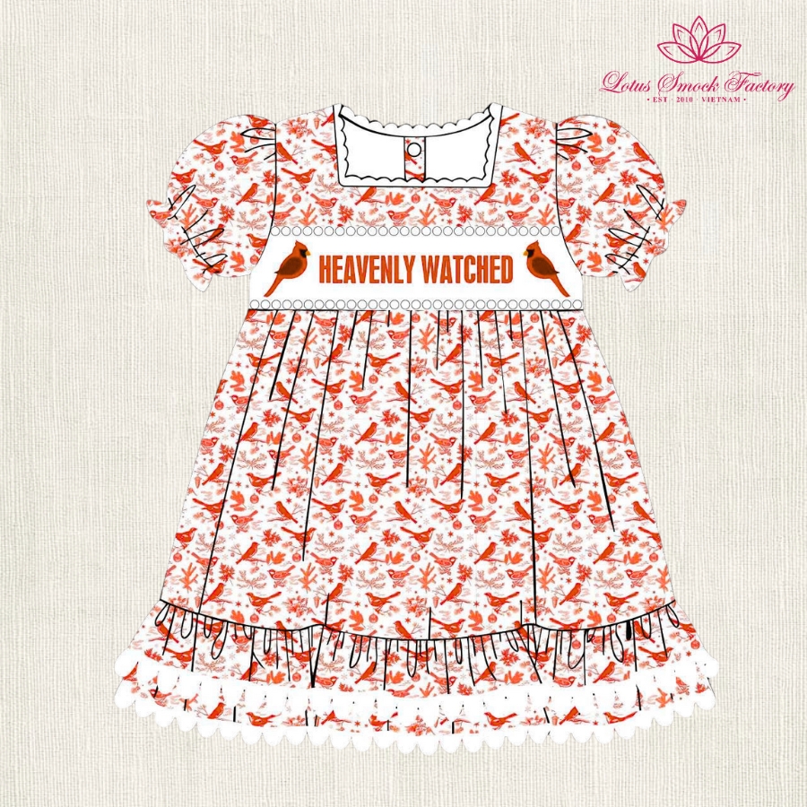 Red Toile Smocked Dress Wholesale Smocked Clothing