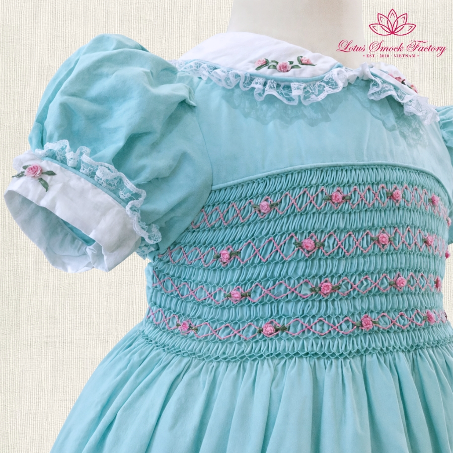 Royal Light Blue Smocked Dress Wholesale Smocked Clothing