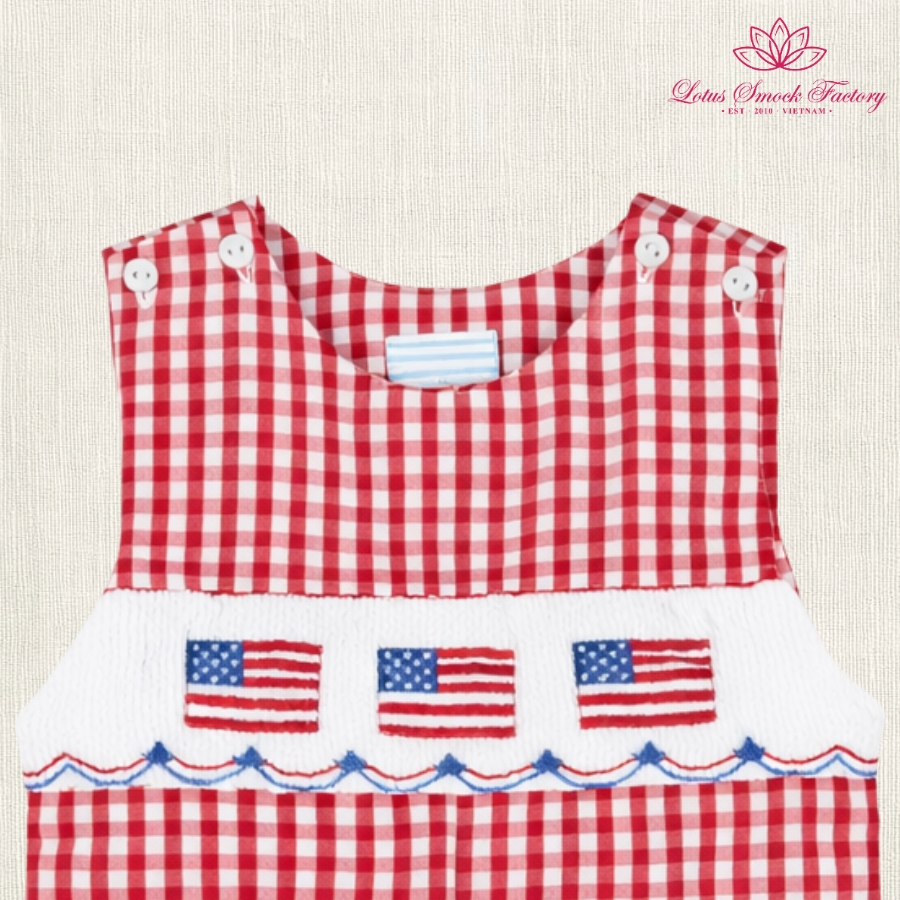 Patriotic Fourth Of July Smocked Boy Romper Wholesale Smocked Clothing