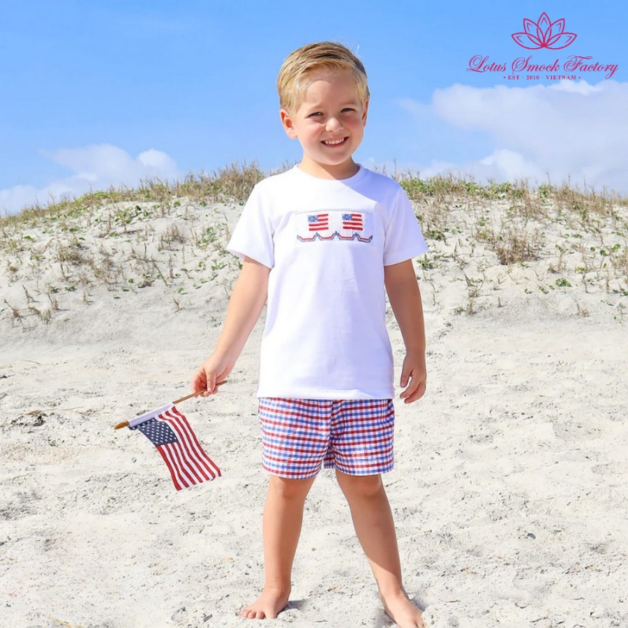 Patriotic Smocked Boy Set Wholesale Smocked Clothing