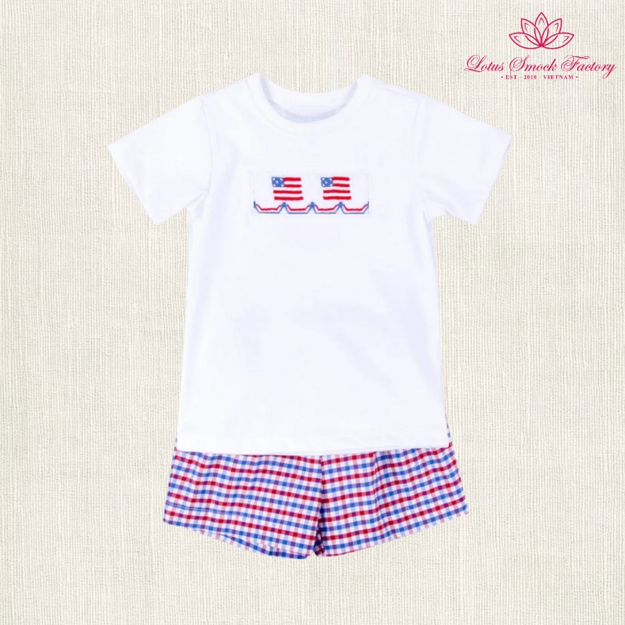 Patriotic Smocked Boy Set Wholesale Smocked Clothing
