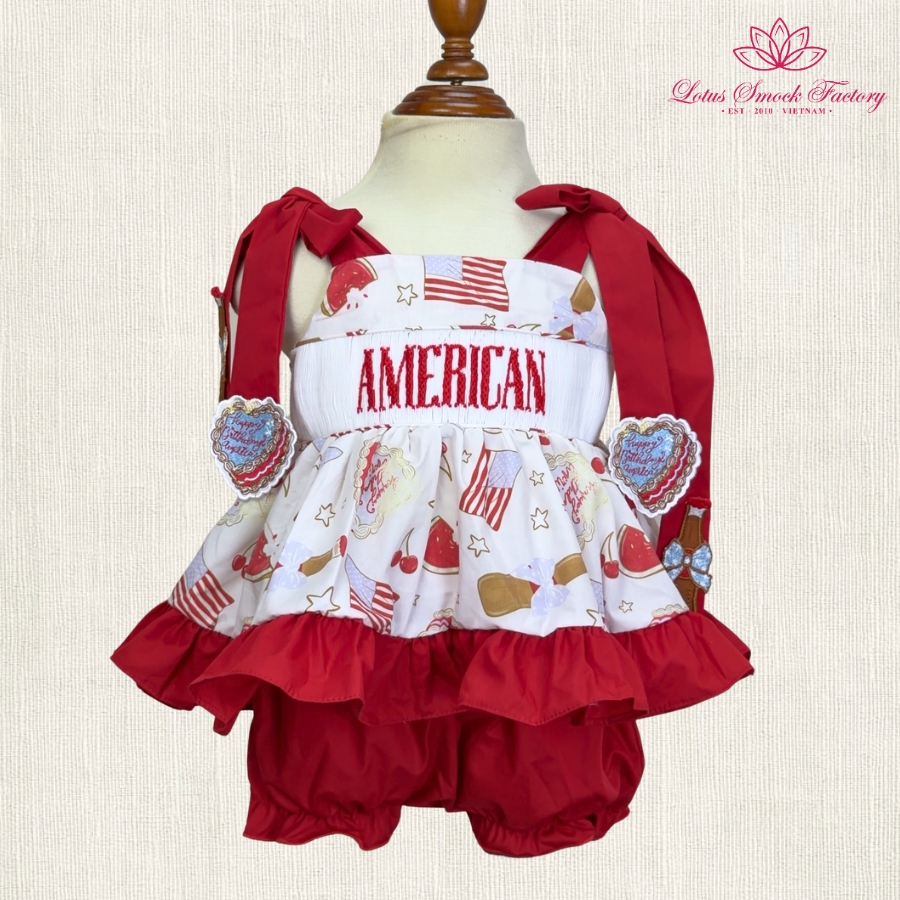 Happy Birthday America Set Wholesale Smocked Clothing