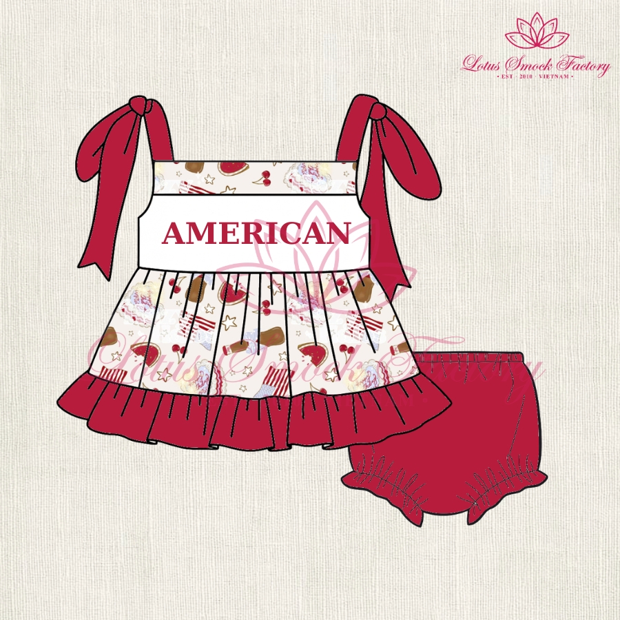 Happy Birthday America Set Wholesale Smocked Clothing