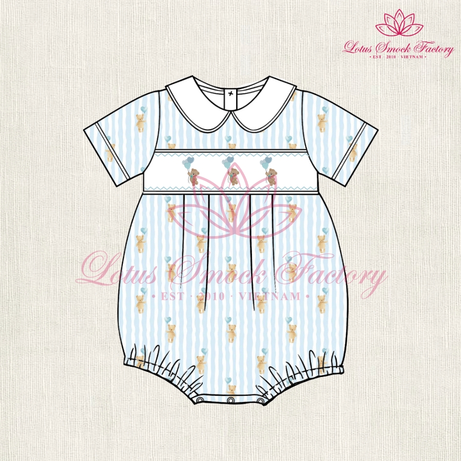 Teddy Bear Smocked Bubble Wholesale Smocked Clothing