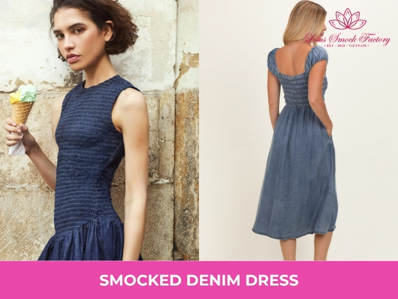 denim smocked dress