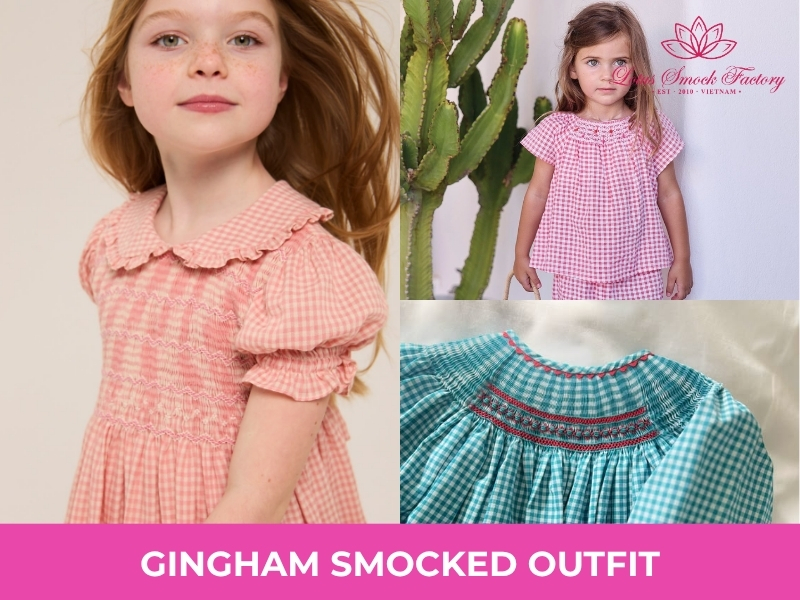 Fall gingham smocked outfit