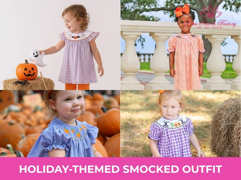 Fall holiday-themed smocked outfit