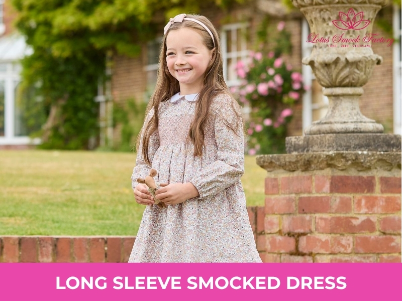 long sleeve smocked dress